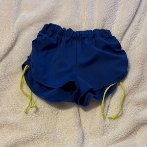 Blue Women's Shorts with Yellow Accents high tied shorts five the label